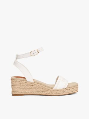 white hilfiger monotype espadrille met sleehak voor dames - tommy hilfiger