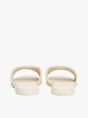 mules en cuir à monogramme th beige pour femmes tommy hilfiger