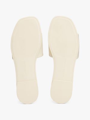 beige th monogram leather mules for women tommy hilfiger