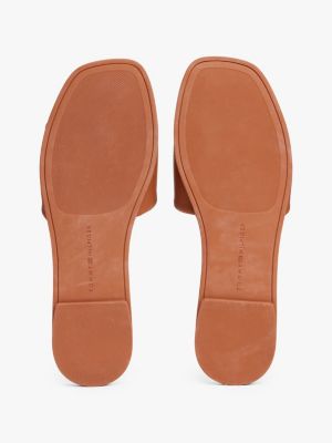 brown th monogram leather mules for women tommy hilfiger