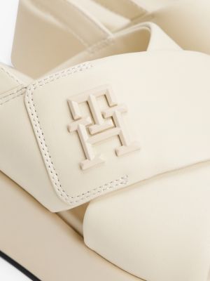 beige plateau-ledersandale mit th-monogramm für damen - tommy hilfiger