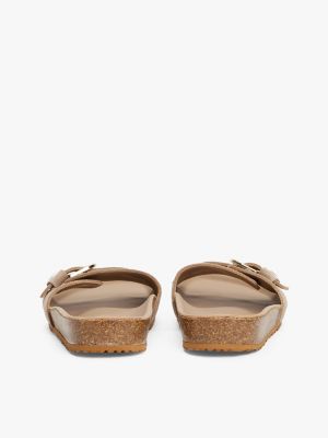 beige suede adjustable sandals for women tommy hilfiger