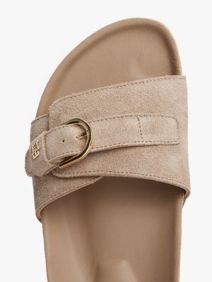 beige suede adjustable sandals for women tommy hilfiger