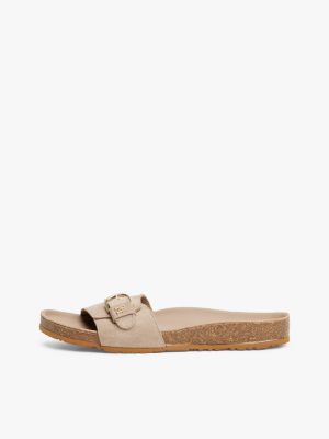 beige suede adjustable sandals for women tommy hilfiger