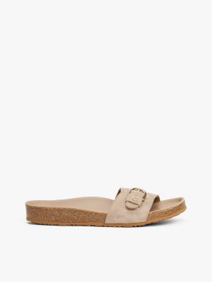 beige suede adjustable sandals for women tommy hilfiger