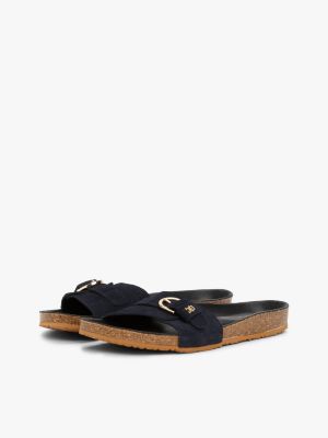 sandales ajustables en daim bleu pour femmes tommy hilfiger