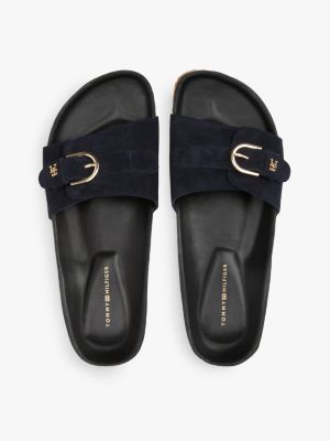 sandales ajustables en daim bleu pour femmes tommy hilfiger