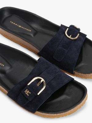 sandales ajustables en daim bleu pour femmes tommy hilfiger