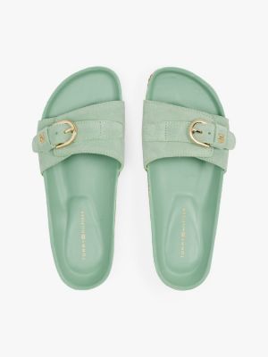 sandales ajustables en daim vert pour femmes tommy hilfiger