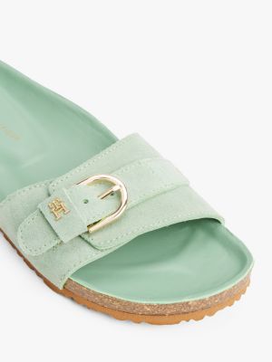 sandales ajustables en daim vert pour femmes tommy hilfiger