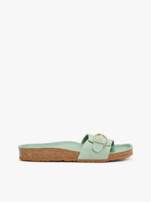 sandales ajustables en daim vert pour femmes tommy hilfiger