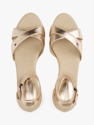 weiß metallic-espadrille-sandale mit keilabsatz für damen - tommy hilfiger