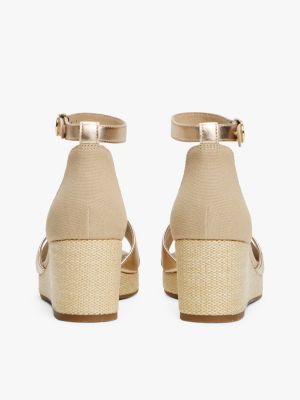 sandales espadrilles compensées métallisées blanc pour femmes tommy hilfiger