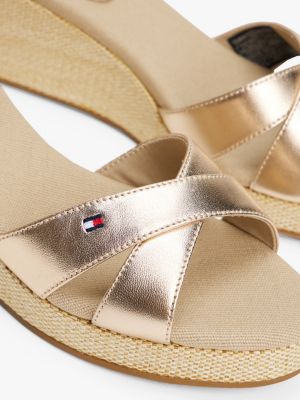 weiß metallic-espadrille-sandale mit keilabsatz für damen - tommy hilfiger