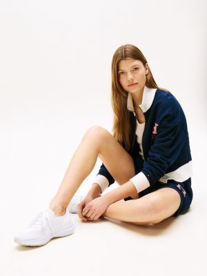 beige sneaker mit gestricktem obermaterial für damen - tommy hilfiger