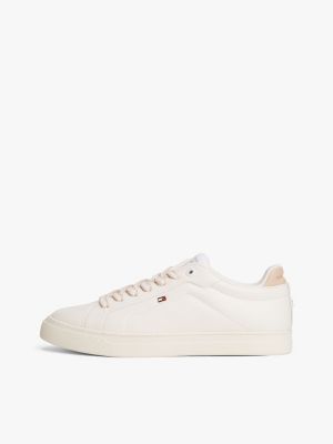 baskets en cuir beige pour femmes tommy hilfiger