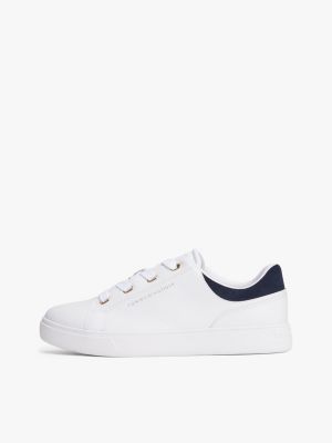 sneakers in pelle con suola preformata blu da donne tommy hilfiger