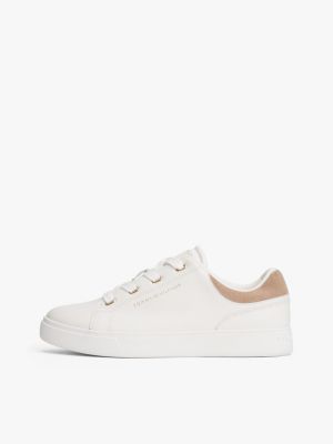 brown leather cupsole trainers for women tommy hilfiger