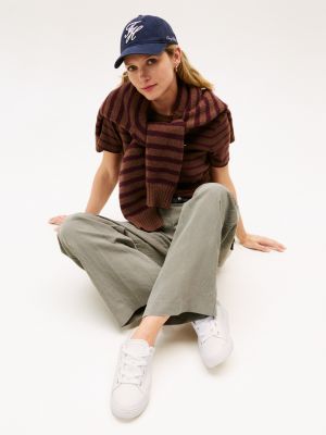 sneakers in pelle con suola preformata verde da donne tommy hilfiger