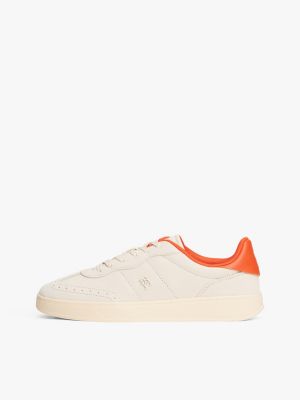 beige heritage suede trainers for women tommy hilfiger