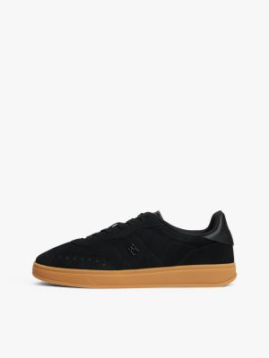 black heritage suede trainers for women tommy hilfiger