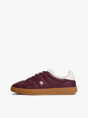baskets en cuir brillant rétro violet pour femmes tommy hilfiger