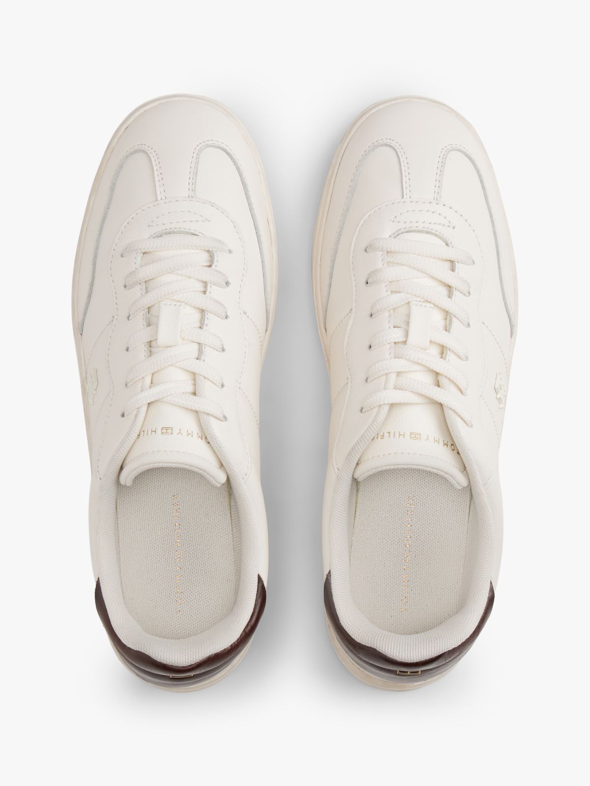 Heritage Shiny Leather Trainers — Beige