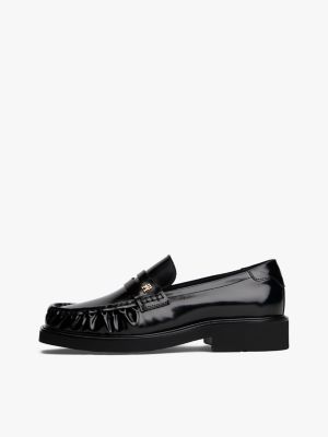 schwarz loafer aus leder mit square toe für damen - tommy hilfiger