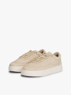 Leather Warm Lined Court Trainers — Beige 2