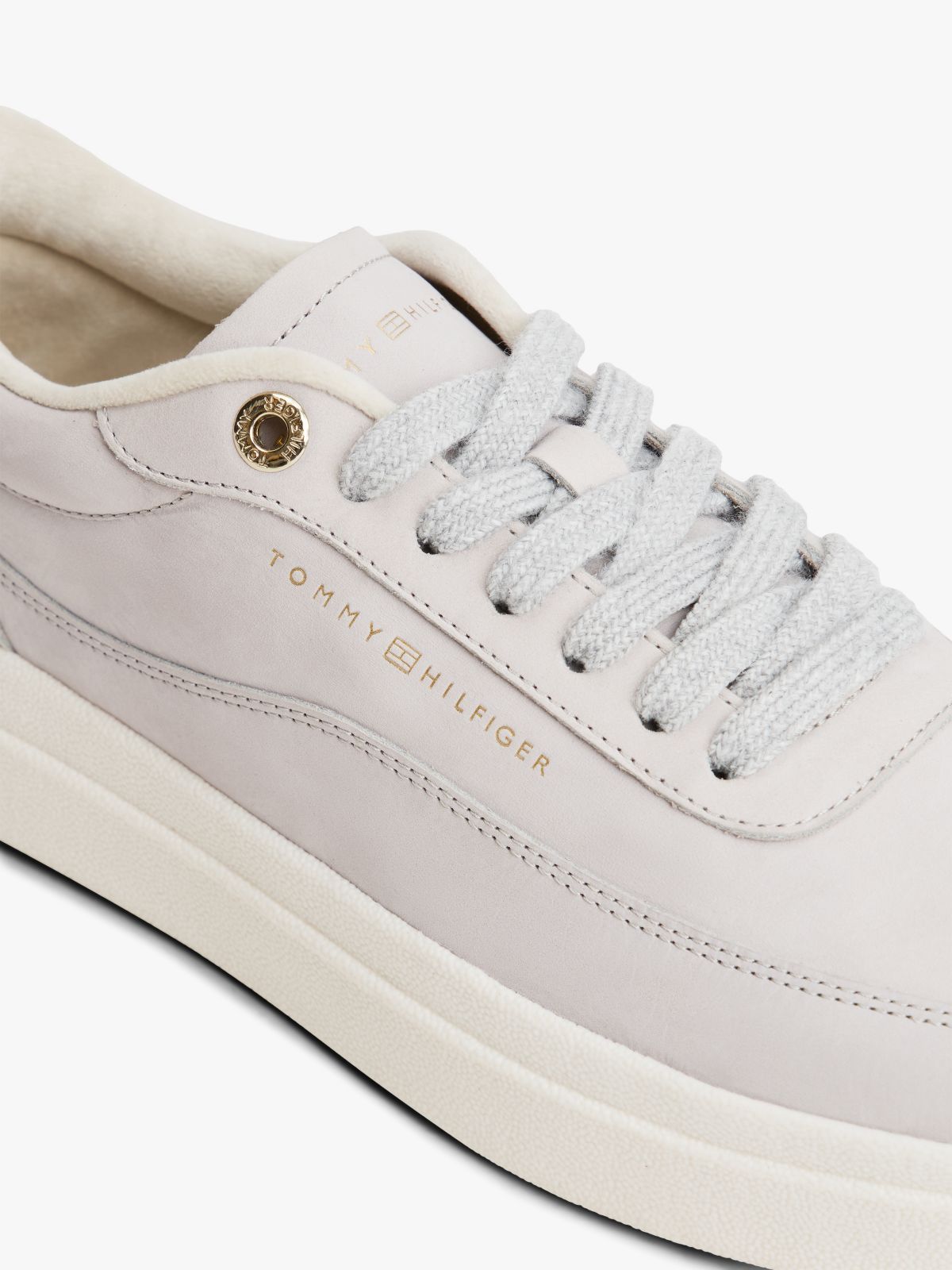 Leather Warm Lined Court Trainers — Grey