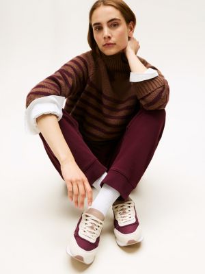 purple suede th monogram trainers for women tommy hilfiger