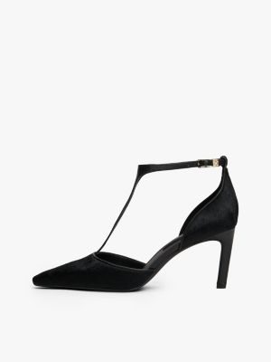 black t-bar ankle strap stiletto heels for women tommy hilfiger