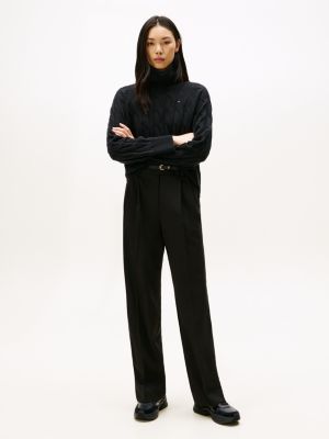 chunky sneakers in pelle e vernice nero da donne tommy hilfiger