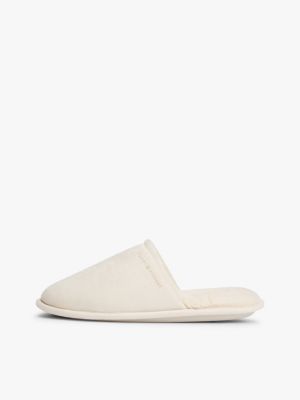 white microsuede logo slippers for women tommy hilfiger