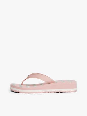 tongs à semelle compensée finement crantée rose pour femmes tommy hilfiger