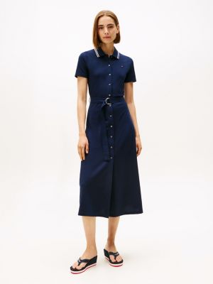 tongs compensées à drapeau en émail bleu pour femmes tommy hilfiger