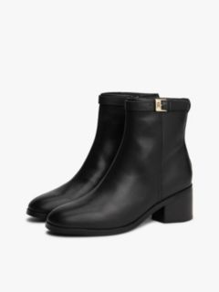 Leather TH Monogram Buckle Ankle Boots — Black 2