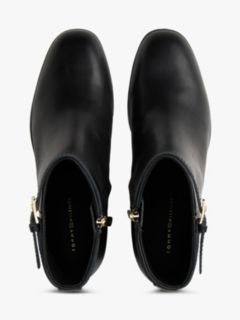 Leather TH Monogram Buckle Ankle Boots — Black 3
