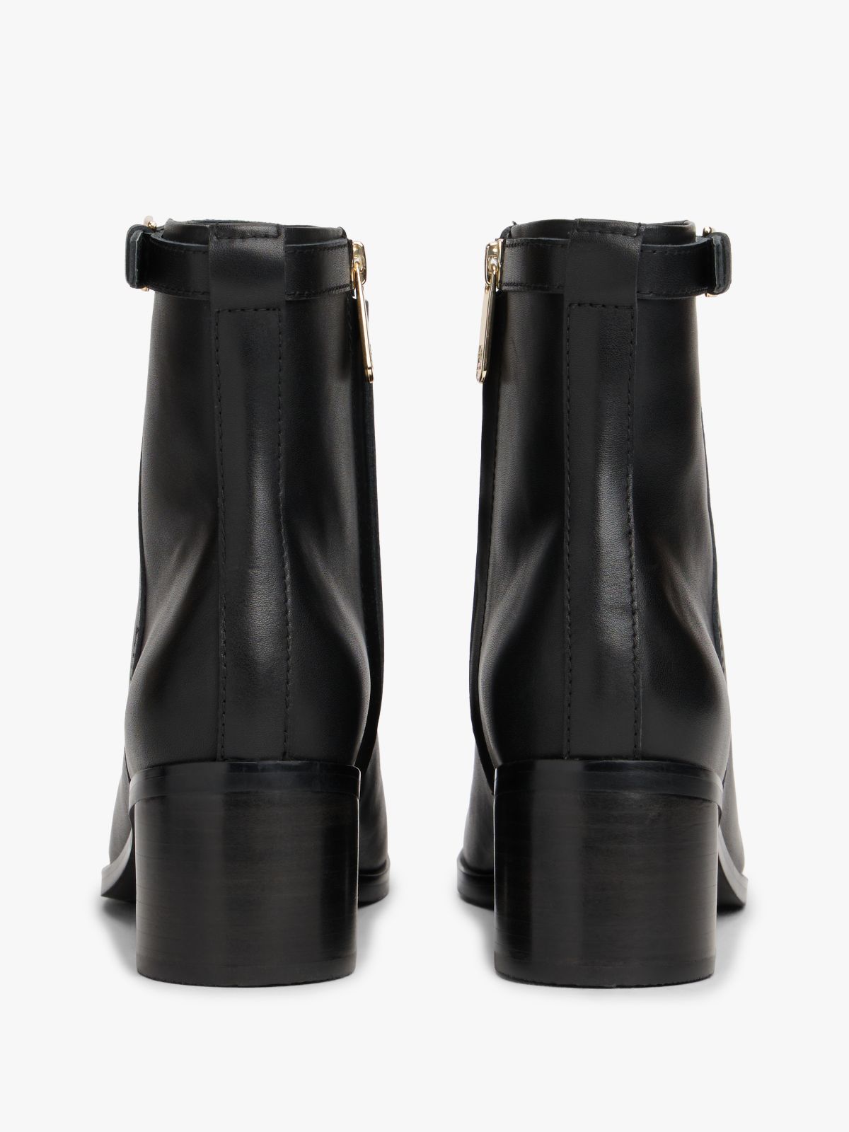 Leather TH Monogram Buckle Ankle Boots — Black