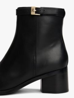 Leather TH Monogram Buckle Ankle Boots — Black 6