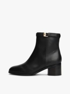Leather TH Monogram Buckle Ankle Boots — Black 7