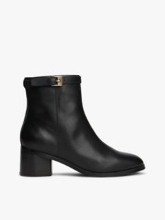 Leather TH Monogram Buckle Ankle Boots — Black 1