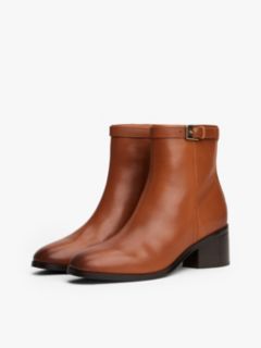 Leather TH Monogram Buckle Ankle Boots — Brown 2