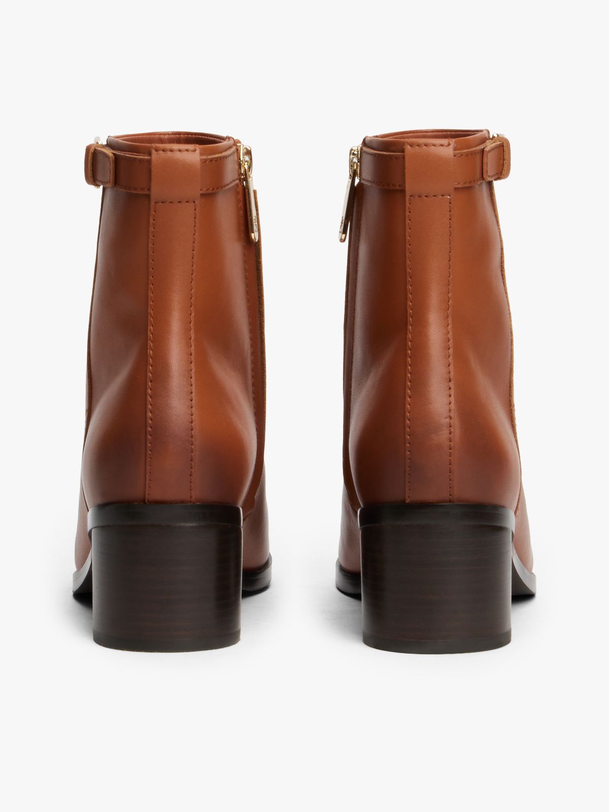 Leather TH Monogram Buckle Ankle Boots — Brown