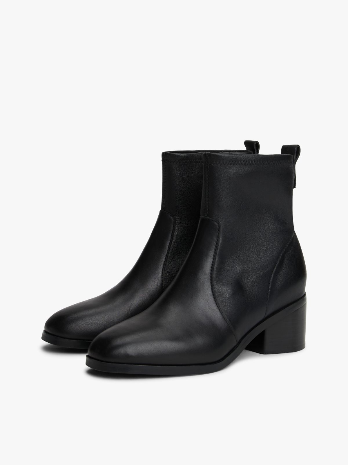 Leather TH Monogram Plaque Ankle Boots — Black