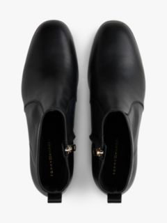Leather TH Monogram Plaque Ankle Boots — Black 3