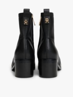 Leather TH Monogram Plaque Ankle Boots — Black 4