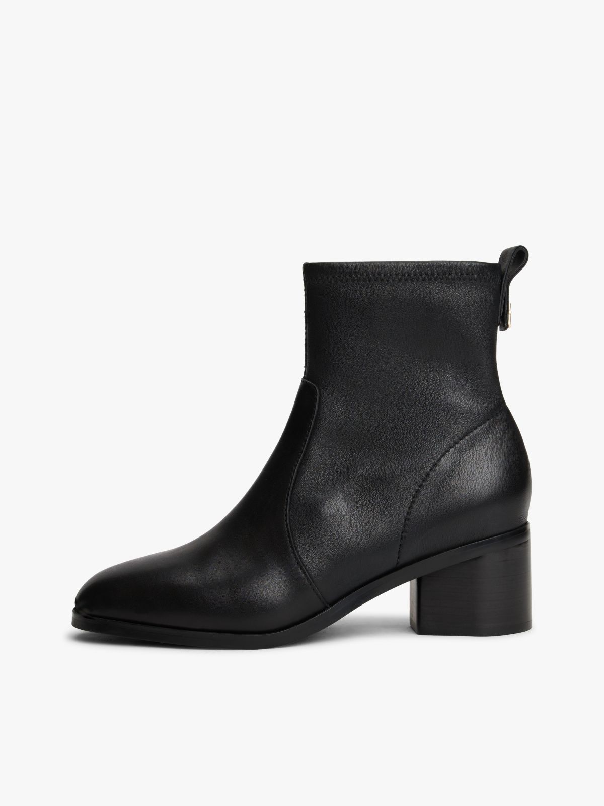 Leather TH Monogram Plaque Ankle Boots — Black
