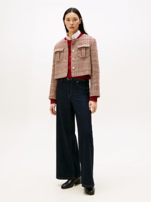 schwarz leder-stiefelette mit th-monogramm-emblem für damen - tommy hilfiger