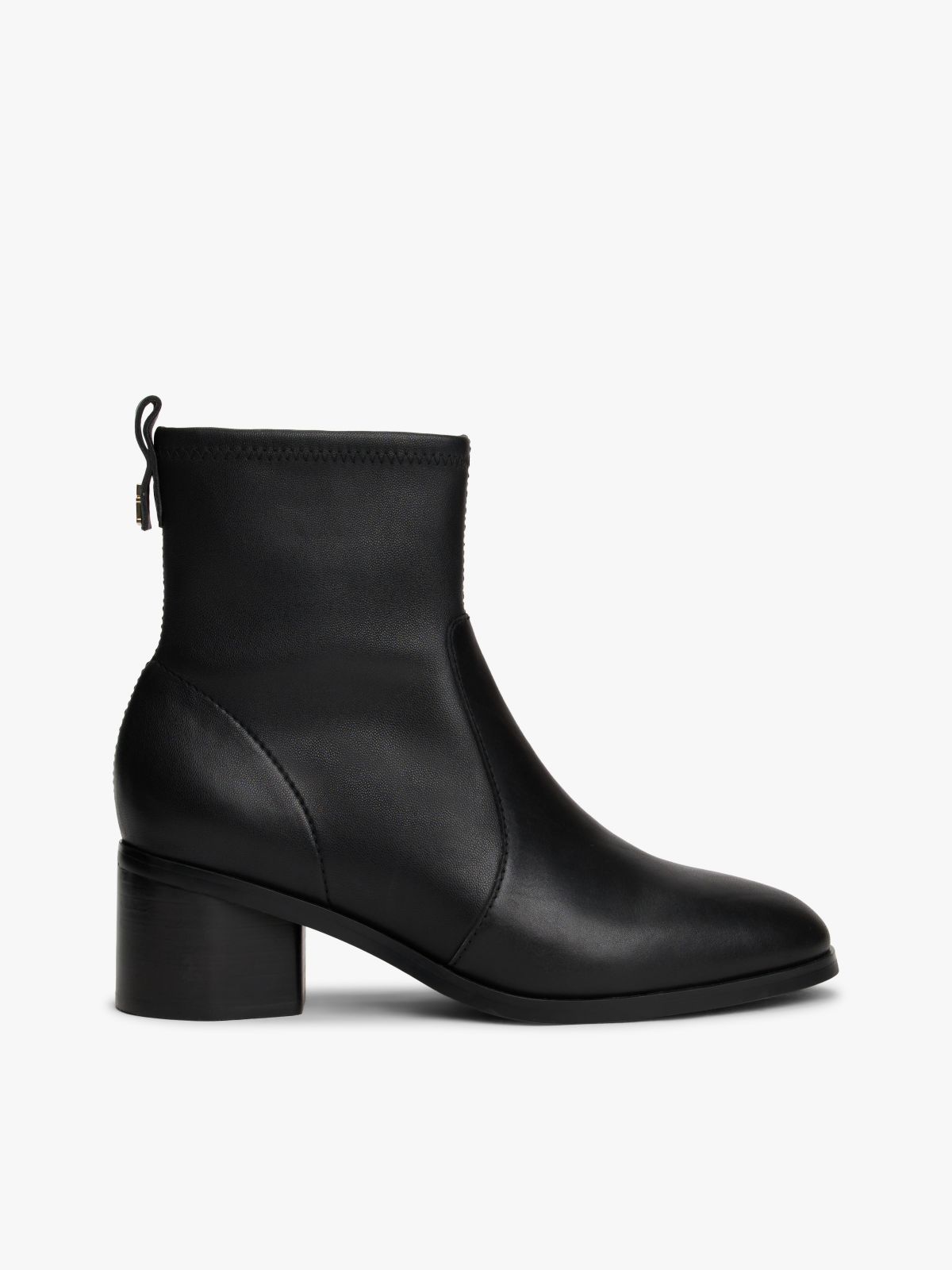 Leather TH Monogram Plaque Ankle Boots — Black